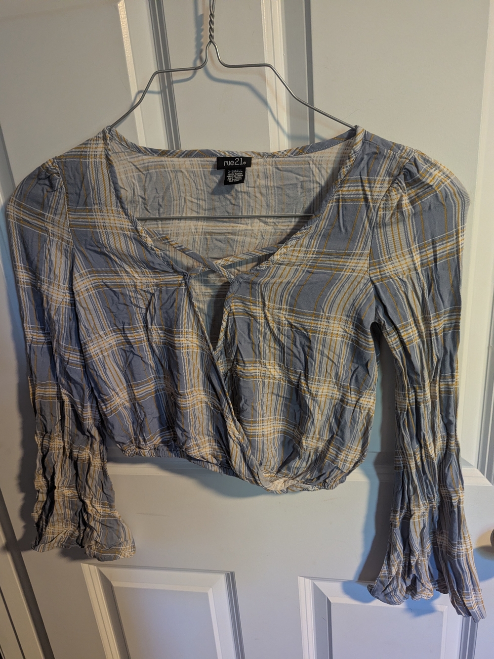 Rue21 Blue and Yellow Plaid  Crop Top
